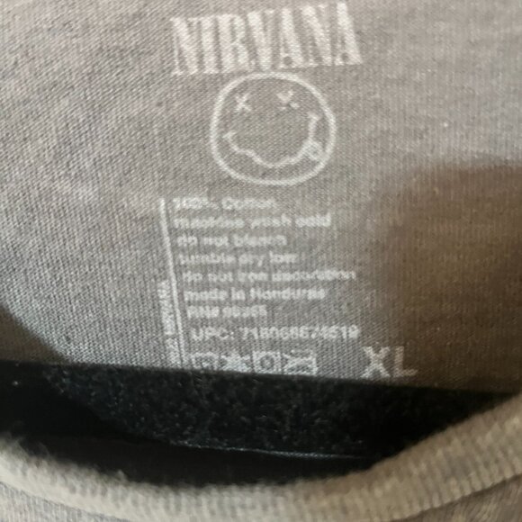 Nirvana HAPPY FACE Grudge Band Rock Concert T Shirt Gray Size XL - Picture 3 of 7